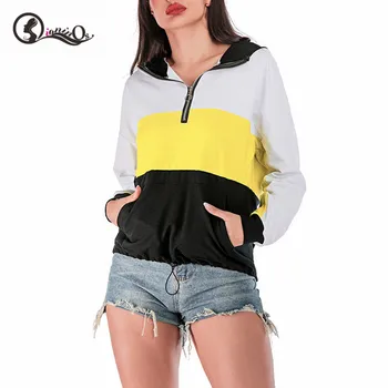 

Patchwork Hoodies Women Autumn Fashion Casual Loose Slim Zipper Hooded Pullover Female Long Sleeve Sweatshirt Hoodie Hot Sale