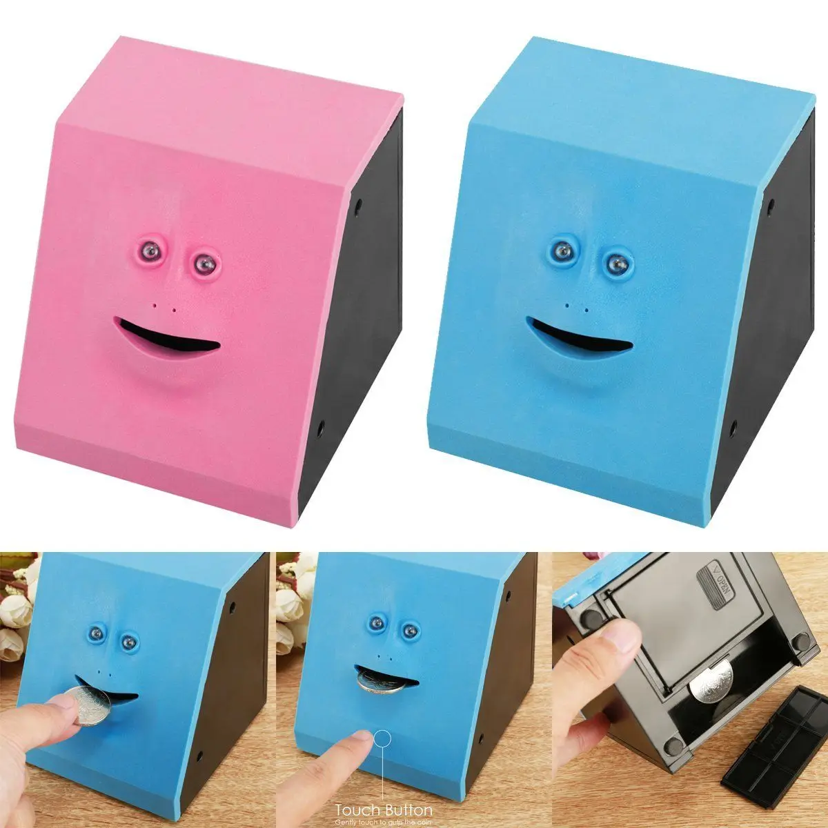  Face Money Eating Bank Piggy Box Cat Saving Box Coins Box Money Coin Saving Bank For Children Gift 