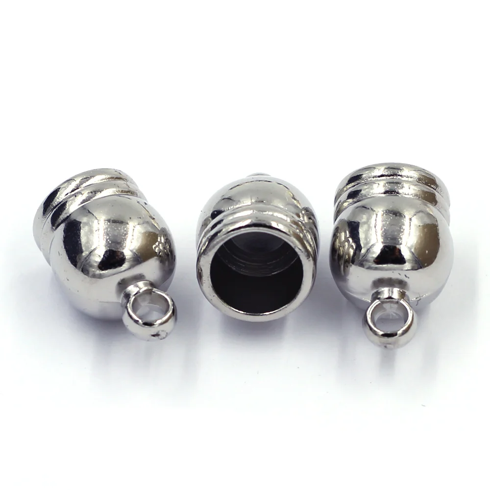 50 Stück End perlen Kappe für Quaste ccb Kunststoff behälter rundes Rechteck Silber Ton Schmuck DIY machen Fund – Detail 2