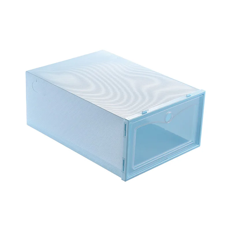 1 шт., складная прозрачная коробка для хранения обуви, пластиковая Штабелируемая коробка для обуви, Штабелируемый органайзер для укладки, экономия пространства, мастер-органайзер A40 - Цвет: Blue S
