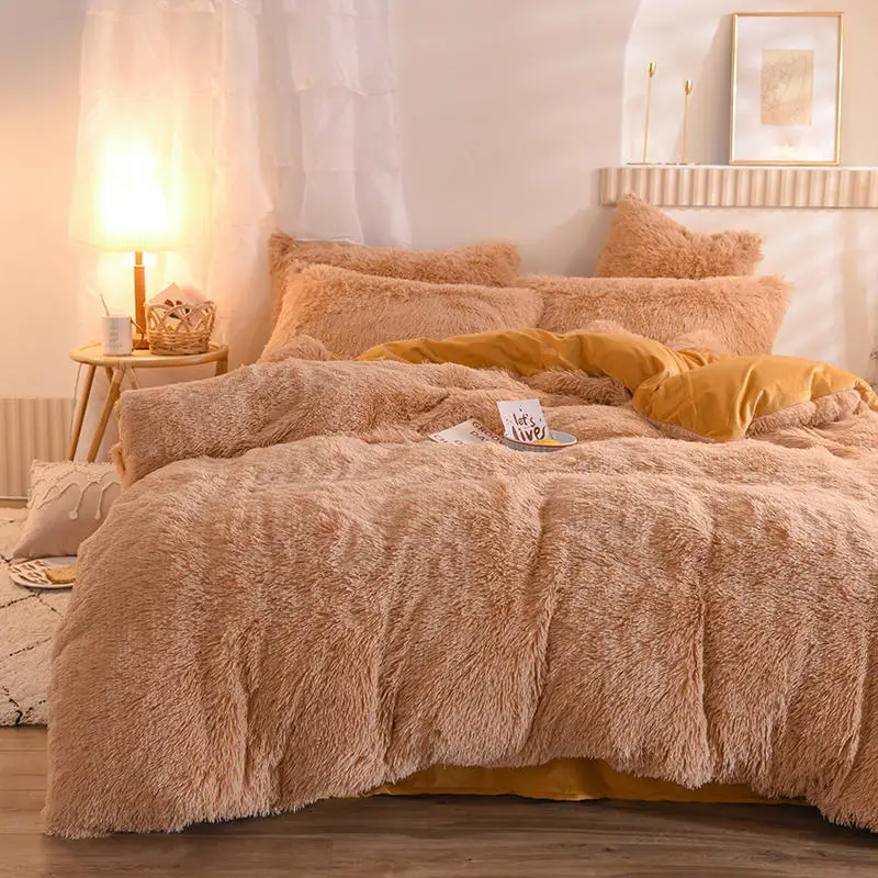 水貂绒-驼色送爱心枕214