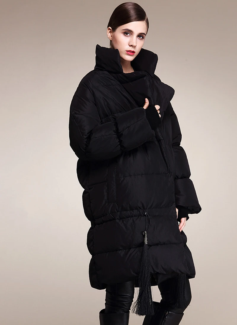Elifashion, женский пуховик размера плюс,, толстый, белый, на утином пуху, женский, осень и зима, средней длины, с отворотом, модный пуховик