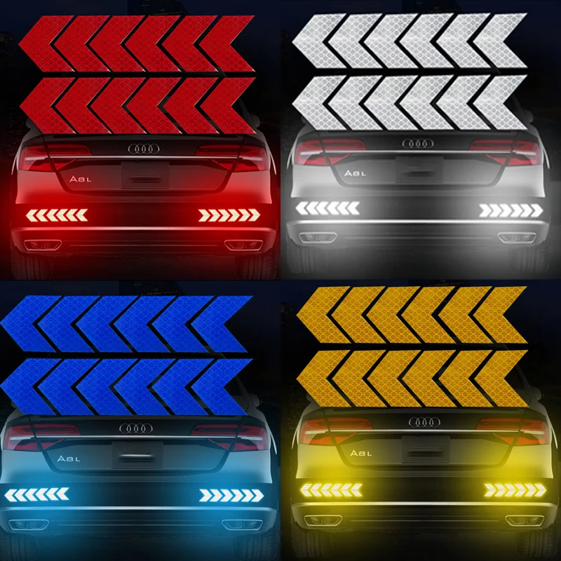 

10pcs auto parts arrow warning stickers general models truck motorcycle scratches block body decoration reflective stickers