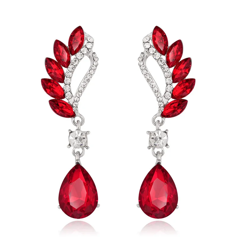 

2019 New Korea Style Jewelry Color Simple Rhinestone Crystal Wing Drop Earrings for Fashion Girl Women Accessories Wholesale