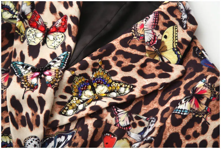Svoryxiu/винтажное леопардовое зимнее пальто с принтом бабочки, верхняя одежда, Женский дизайнерский с длинными рукавами, шерстяное комбинированное пальто, длинное пальто