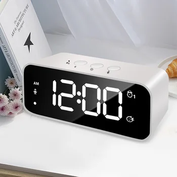 

LED Mirror Alarm Clock Digital Snooze Electronic Time Temperature Table Clock Wake Up Light Display Home Decoration Clock MM60NZ