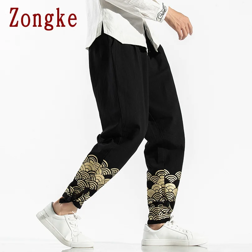 Zongke хлопковые мужские штаны для бега брюки Мужские штаны уличная тренировочные штаны-шаровары штаны, мужские брюки 5XL хип хоп Осень новинка
