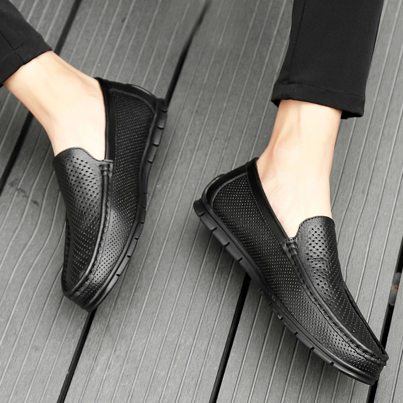 

Handmade Genuine Leather Men Shoes, Sping Autumn Plus Size Breathable Men Casual Shoes Flats, Comfortable Driving Shoes Men