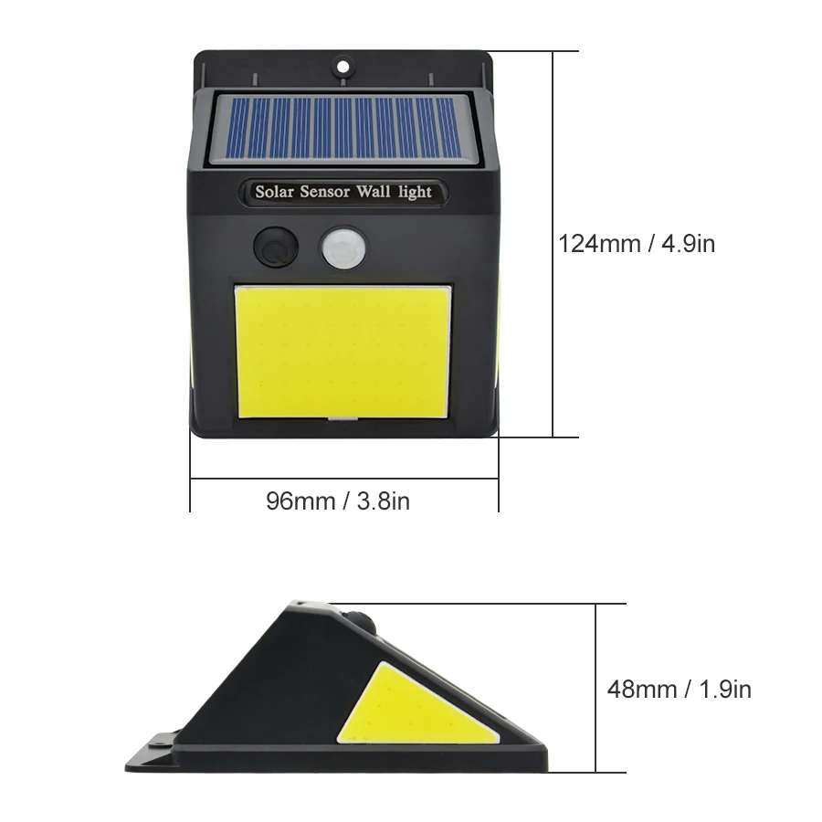 48/60 COB светодиодный светильник на солнечной батарее 3 режима движения PIR сенсор настенный светильник IP65 Водонепроницаемый Широкий угол открытый сад уличный светильник безопасности