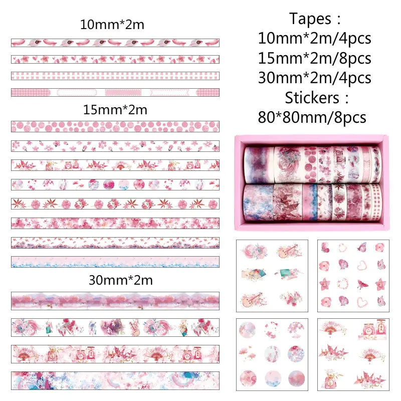 16+ 8 шт. Подарочный посылка звезда лес лента Стикеры Sakura ленты Скрапбукинг Washi наклейки с десертом изоляционная океан набор
