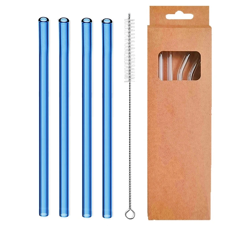 Set of 4 Eco-Friendly Reusable Glass Drinking Straws