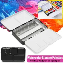 Может вместить 12 решеток пустых акварельных красок жестяная коробка палитра металлическая живопись хранения полные кастрюли для художественной живописи Черный