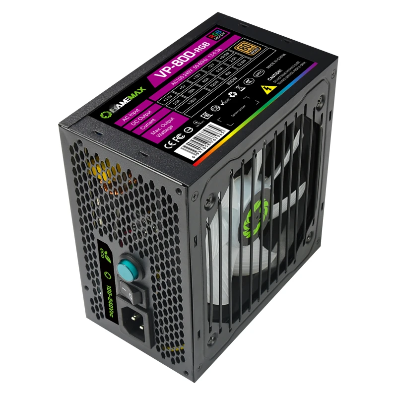Блок питания для GameMax ATX12V немодульный игровой бесшумный источник питания Номинальная мощность 800 Вт/700 Вт пиковая мощность 850 Вт/750 Вт источник питания VP-800-RGB VP-700-RGB