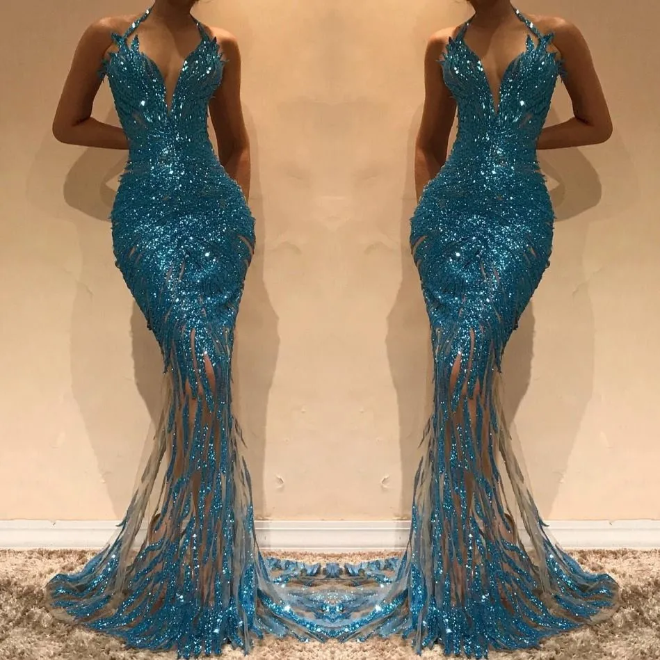 Vestido comprido Glitter Pailletten Avondjurk voor Vrouwen Sexy Halter Mermaid Avondjurk Plus Size Lange Formele Party Dress Vestido comprido Glitter Pailletten Avondjurk voor Vrouwen Sexy Halter Mermaid Avondjurk Plus Size Lange Formele Party Dress