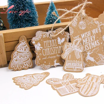 

50PCS DIY Kraft Paper Tags Handmade/Thank You Multi Style Crafts Hang Tag With Rope Labels Gift Wrapping Supplies Wedding Favors