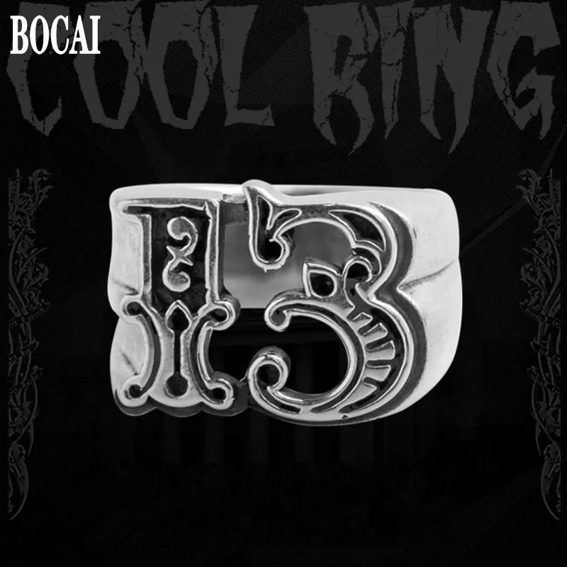 New 925 silver ring for man personalized fashion lucky number 13 ring retro Thai silver for men and women silver rings