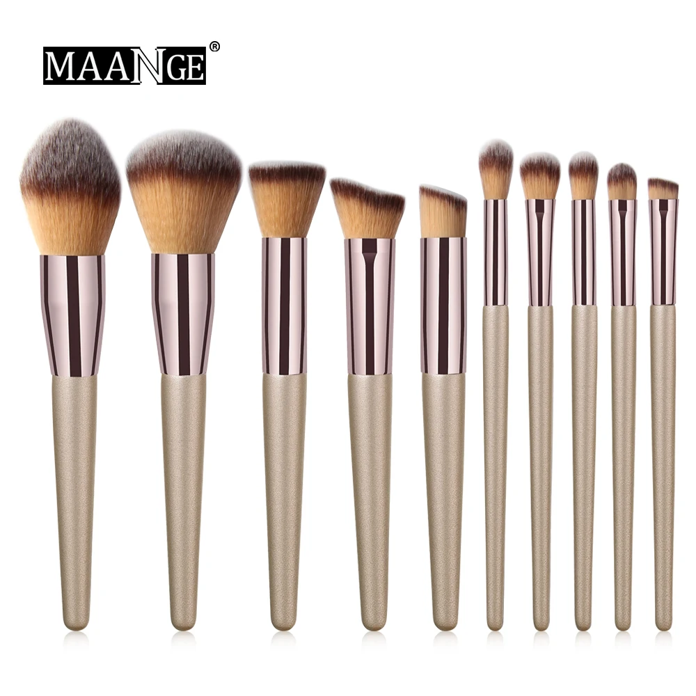 10 pcs Professional Makeup Brushes Metal Tube Paint Handle Eye shadow Eyelash Concealer Cosmetic brush Set drop shipping