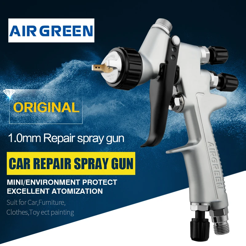 

Mini Repair Painting Spray Gun 1.0mm Nozzle Low Pressure 7 Holes Air Cap Multi-functional Spraying