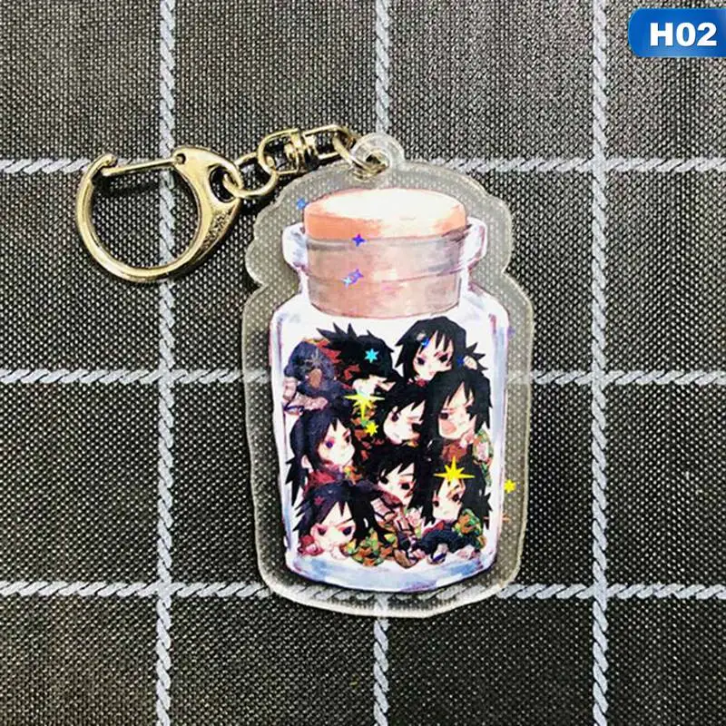2 Аниме Demon Slayer Kimetsu no Yaiba брелок Kamado Tanjirou Nezuko Agatsuma Zenitsu Rengoku Kyoujurou милое забавное акриловое кольцо для ключей - Цвет: 2