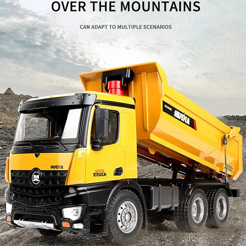 High Simulation Dump Truck Electric Alloy 10CH 10KG Loading RC Dump Truck Flash Light Music Engineering Vehicle Large Size Cars 3