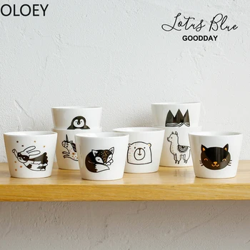 

Cute White Coffee Mugs Porcelain Cat Dog Animal Handmade Coffee Mug Tea Cup Ceramic Lovely Fox Alpaca Penguin Simple Funny Mugs