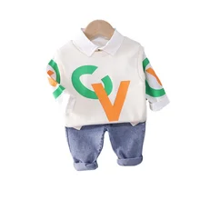 Costume d'automne pour bébé garçon, vêtements à la mode pour enfants, lettres, gilet, chemise et pantalon, ensemble de 3 pièces, vêtements de sport décontractés pour tout petits, nouvelle collection printemps