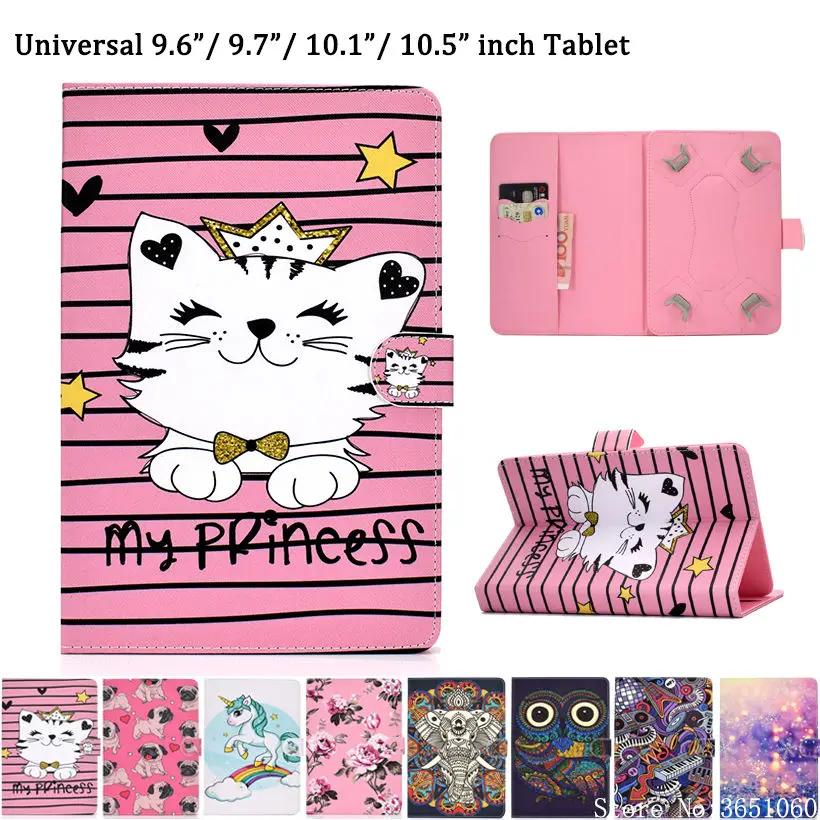 

For Huawei MediaPad T3 T5 10 Universal Case for 9.6 9.7 10 10.1 10.5 Inch Cover for iPad Pro Air 10.5 Animal Pattern Funda Shell