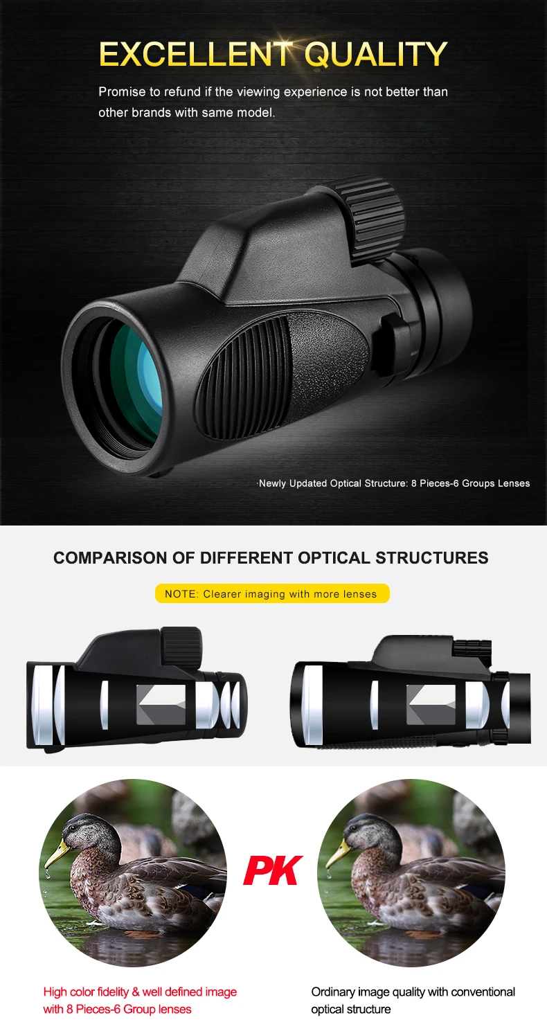 Eyeskey 10x42 Монокуляр телескоп водонепроницаемый Монокуляры компактный для охоты птичий Ручной портативный ночное видение Bak4 призма