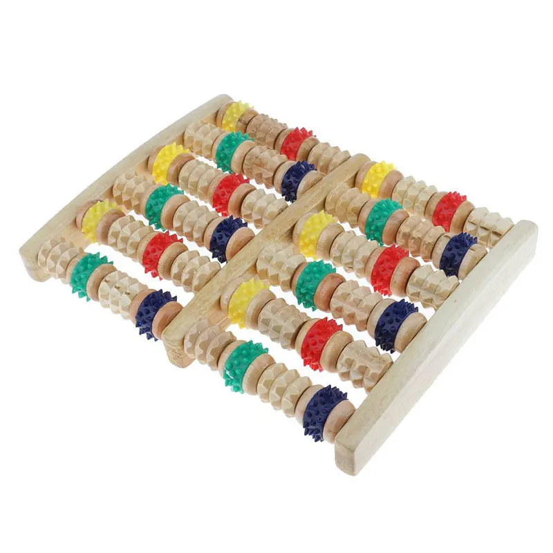 BYEPAIN Wooden Foot Massager Roller Reflexology for Stress Fitness Health Care Feet Massager Colorful Massage Roller Pain Relief