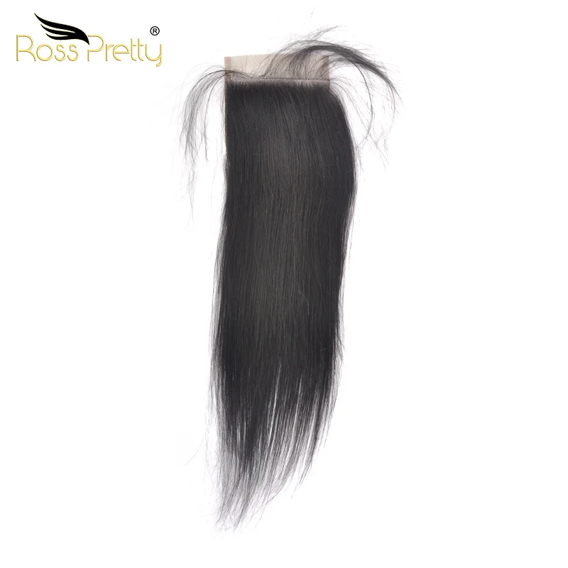 Ross Pretty Remy Lace closure человеческие волосы бразильские прямые волосы парик с пробором посередине и бесплатно/три части 4x4 швейцарское кружево