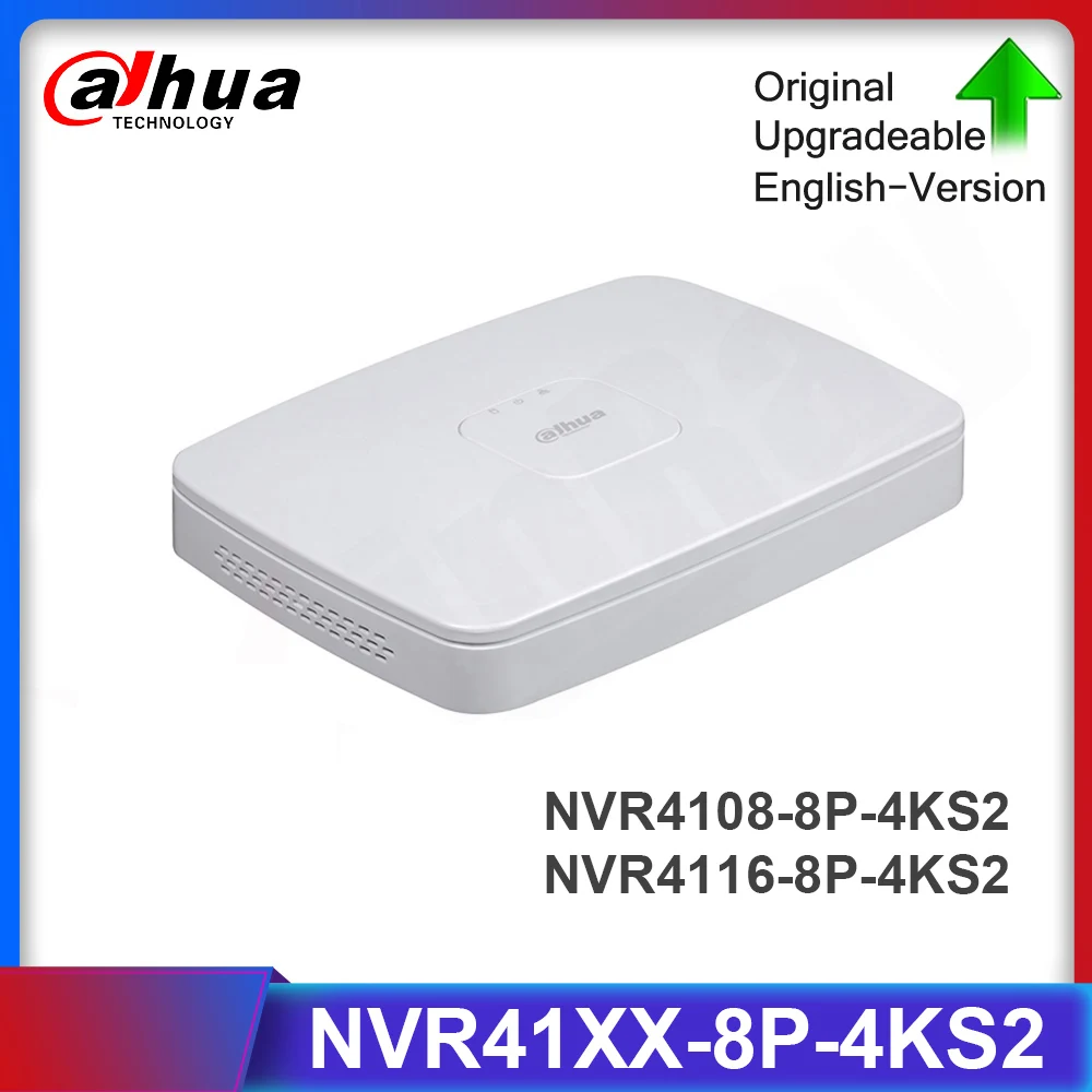 Dahua NVR4108-8P-4KS2 NVR4116-8P-4KS2 8/16 канальный Смарт 1U 8PoE 4K & H.265 Lite сетевой видеорегистратор