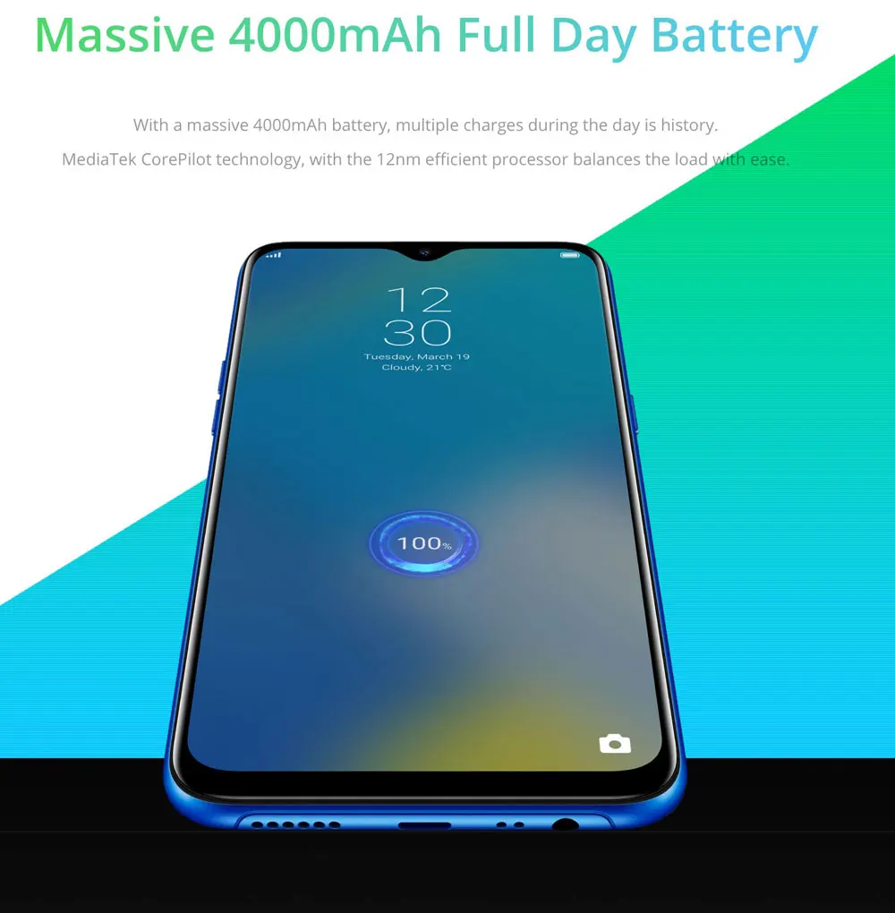 Совершенно мобильный телефон Realme C2 с двумя sim-картами, 2 Гб ОЗУ, 16 Гб ПЗУ, OctaCore, 6,1 дюймов, 1560x720 p, 4000 мА/ч, 13 МП, Android 9,0, смартфон