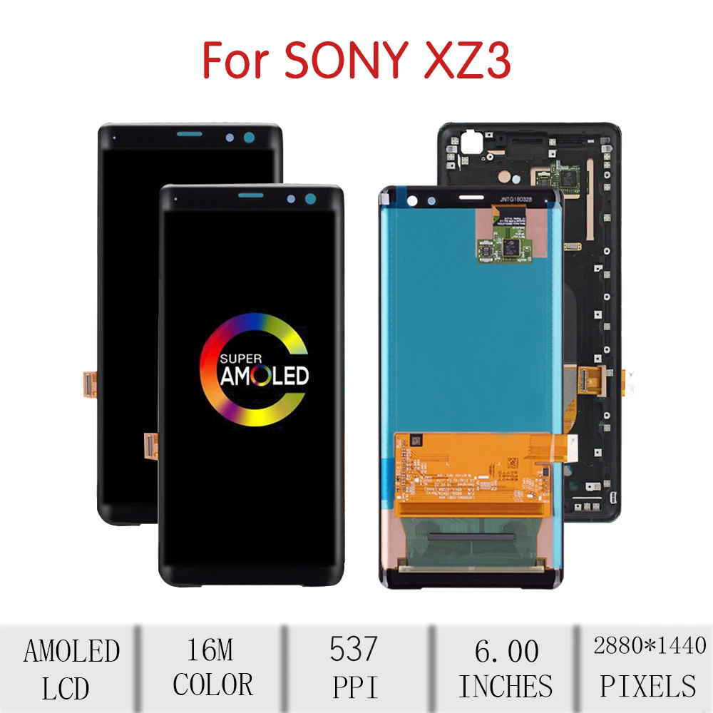 6,0 ”AMOLED для sony xperia XZ3 lcd кодирующий преобразователь сенсорного экрана в сборе для sony xperia XZ3 дисплей с заменой рамы 1440x2880