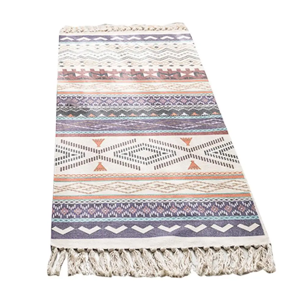 60x15020cm Cotton Tassel Woven Carpet Bohemian Style Floor Mat Door Bedroom Decorative Blanket Tea Living Room Carpet Rug - Цвет: 60x15020cm