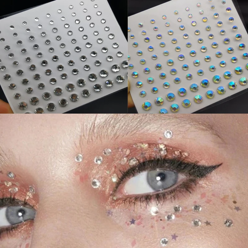 Crystal Tattoo Sticker Glitter Eyeliner Eyebrow Makeup Face Eyes