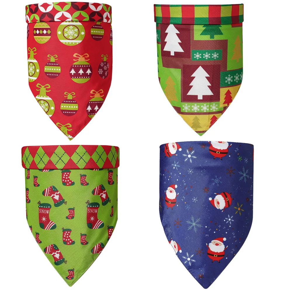 

Christmas Pet Triangle Scarf Double-sided Pet Saliva Towel Dog Saliva Towel Dog Head Scarf Pet Scarf