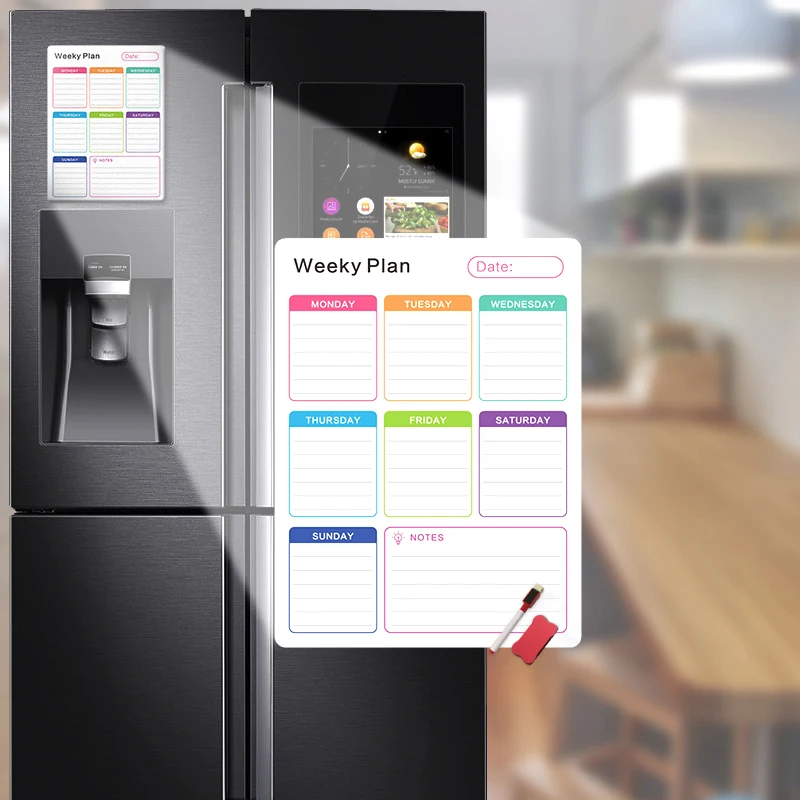 

Reusable Daily Message Drawing Refrigerator Bulletin White Board DIY Magnetic Weekly & Monthly Planner Whiteboard Fridge Sticker
