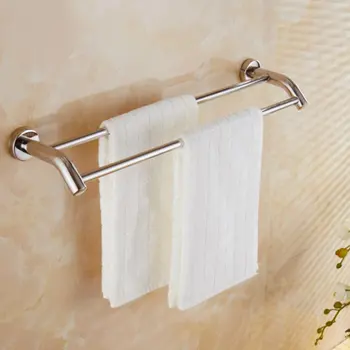 

40/50/60/80cm Wall Mounted Towel Rack Hotel Double Rail Stainless Steel Tube Storage Rack Organizer Holder Bathroom Hardware