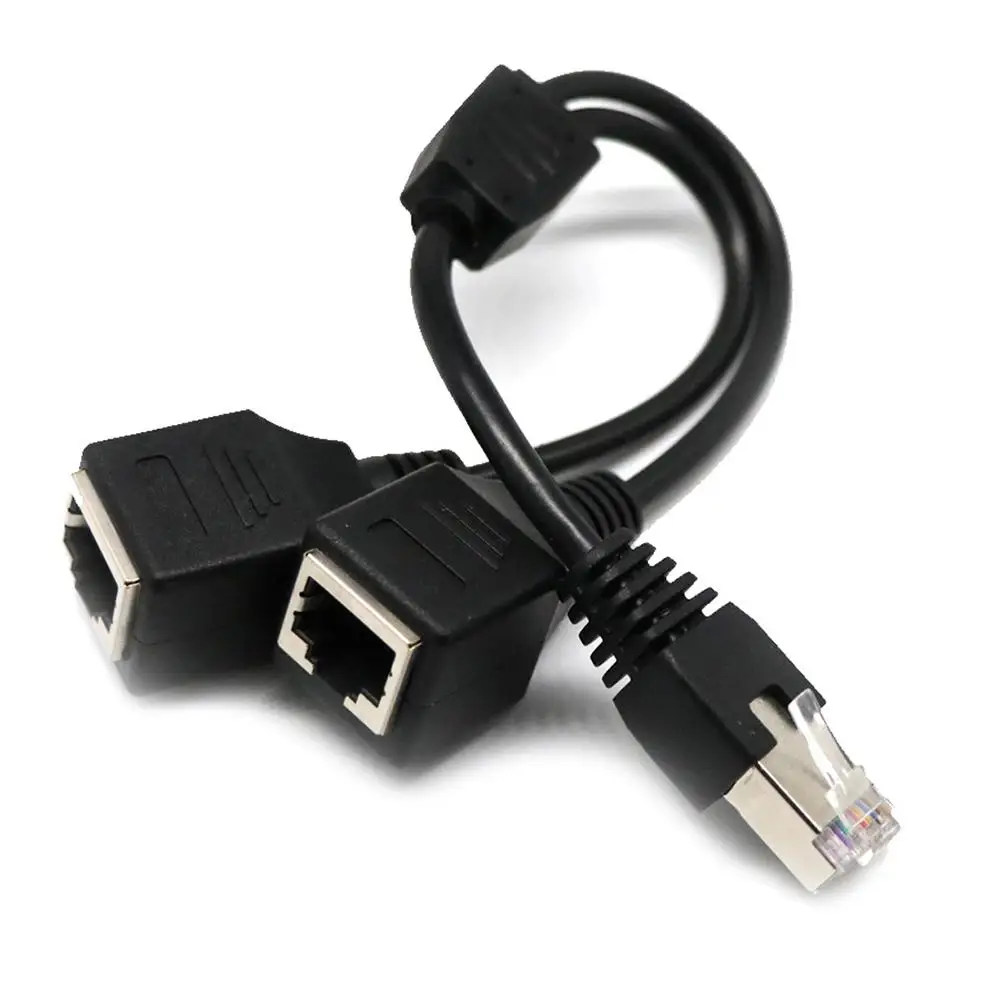 Мужской вход в 2 женских выхода RJ45 сплиттер Ethernet 2-в-1 Интернет адаптер разделитель
