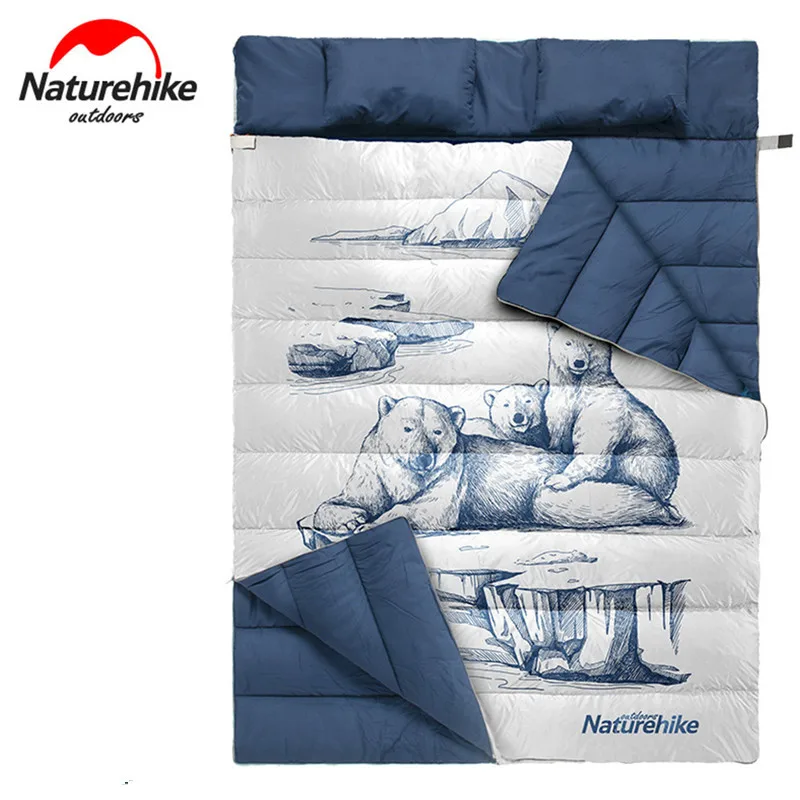

Sleeping Bag Ultralight Separable Into 2 Single Sleeping Bags+2 Pillows Comfortable Breathable Winter Camping Sleeping Bag
