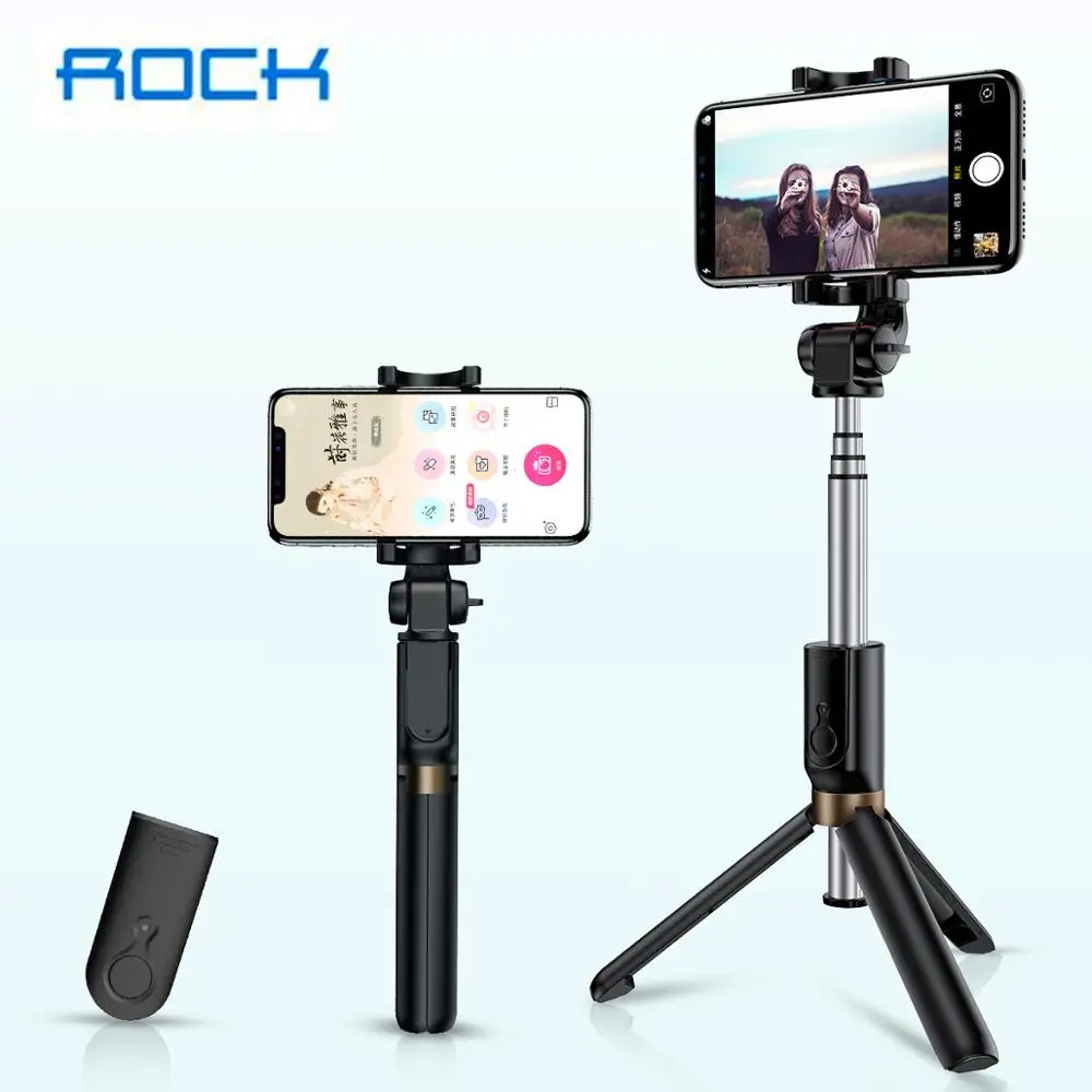 

ROCK 3 in 1 Wireless bluetooth Selfie Stick Mini Tripod Extendable Monopod Universal For iPhone X 8 7 6s For Xiaomi 9 Huawei p30