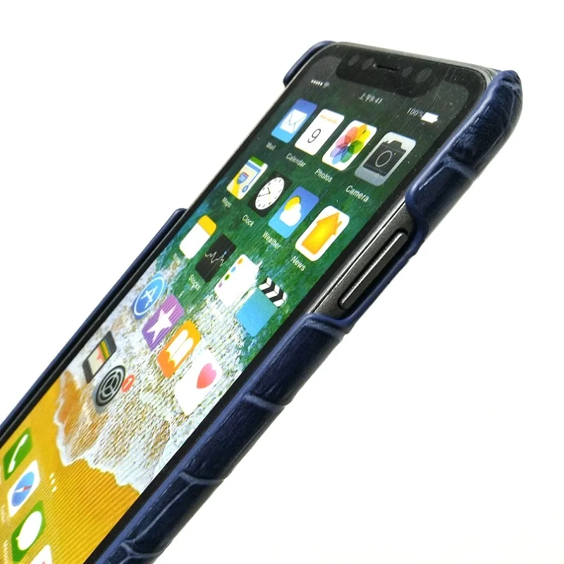 Solque Натуральная кожа держатель ручка ремешок телефонные чехлы для iPhone X XS Max 7 8 Plus Чехлы роскошный крокодил тонкий жесткий чехол синий