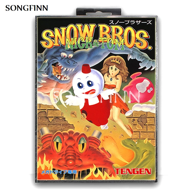 16 бит MD карта памяти с коробкой для sega Mega Drive для Genesis Megadrive-Snow Bros Nick& Tom