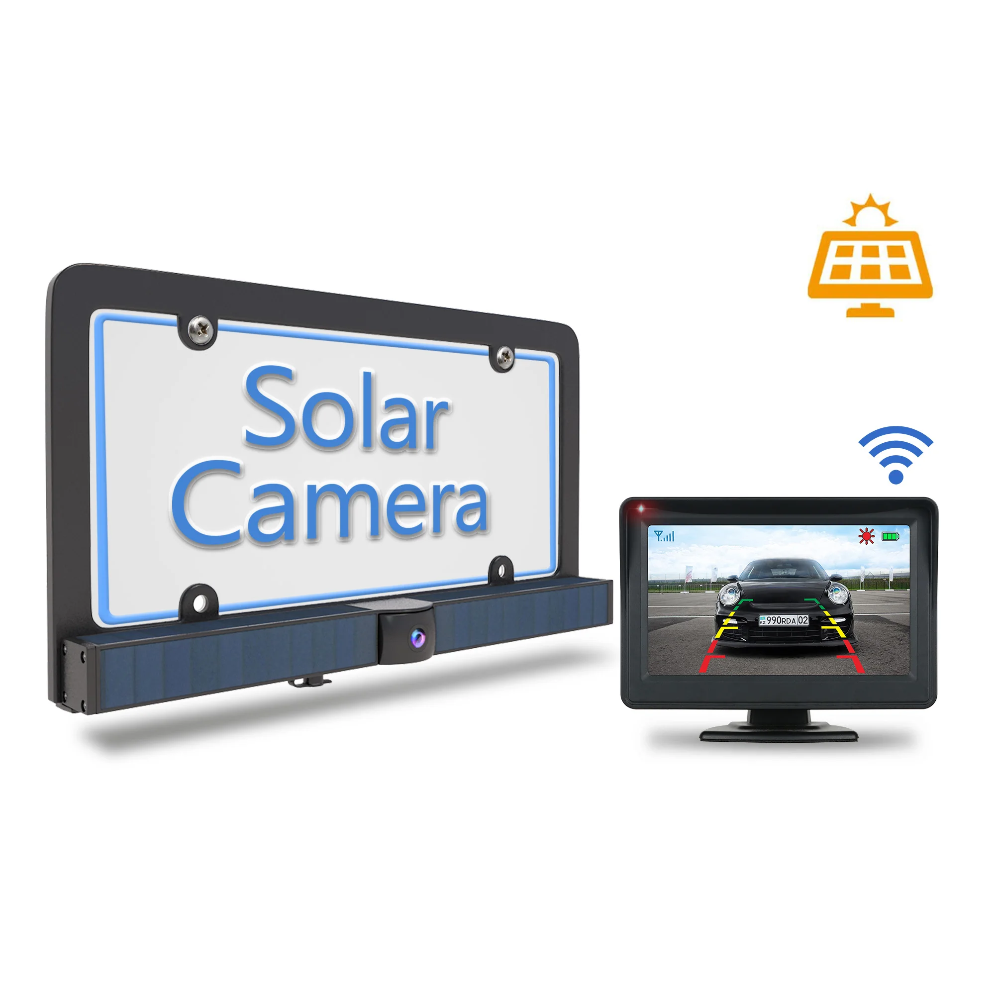 4.3 Inch Auto Rear View Monitor Solar Power Battery Usa Car Backup