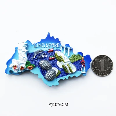 Стерео Сингапур туристический сувенир синий resion магнит на холодильник фото stikcer бумажная паста для сообщений домашняя кухня украшение вид - Цвет: Синий