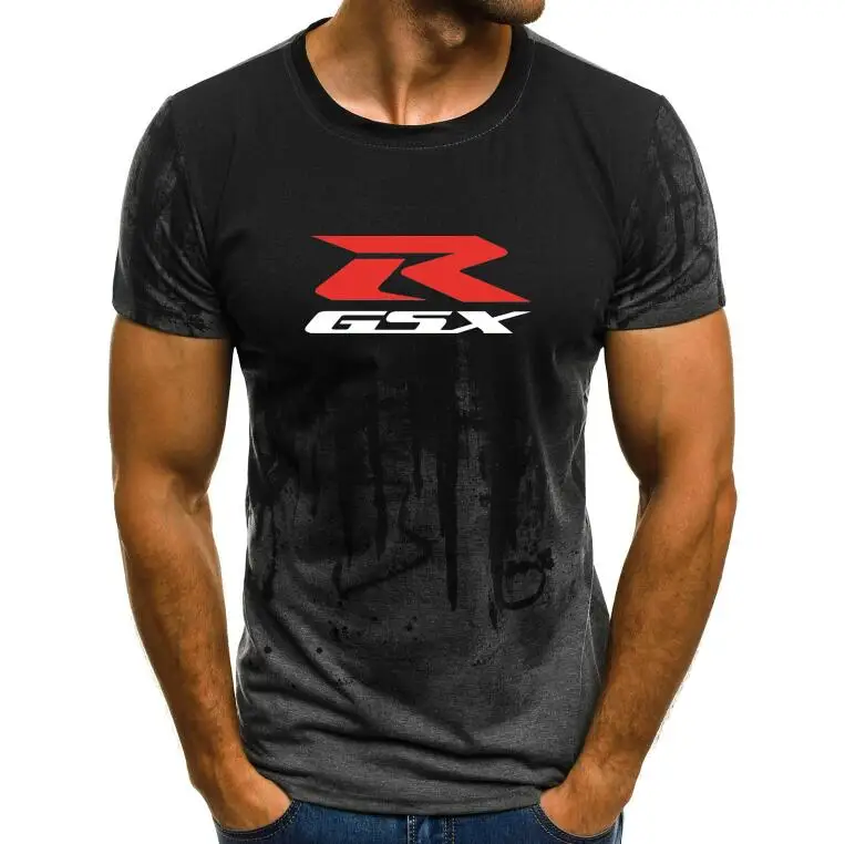 

2019 Summer Men's Short Sleeve T shirts Male 1 Suzuki Gsxr Gsx R Print T-shirts Tops splash-ink Printed Male Casual tshirt O