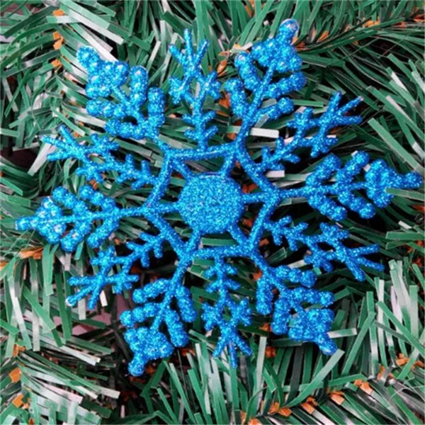 12Pcs Christmas Decorations for Home Frozen Party Christmas Tree Decoration 3D Snowflakes Hanging Ornaments 4 Colors Dropship - Цвет: blue