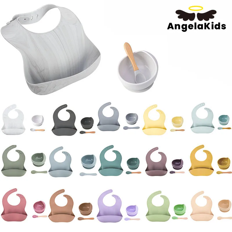 Tableware Kids Bowl Non-Silp-Suction Angelakids-Feeding-Set Stuff Baby-Grade Silicone