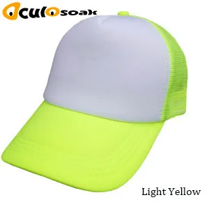 light yellow Цена по прейскуранту завода-изготовителя! индивидуальный дизайн логотипа дешевые полиэстер для мужчин и женщин бейсболка без рисунка, с сеткой Регулируемый головной убор для взрослых детей - Цвет: light yellow