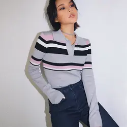 2019 Новая модная повседневная женская одежда в стиле колледжа ретро повязка на голову Универсальный облегающий свитер с длинными рукавами